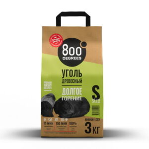 Уголь кусковой древесный, долгое горение, мешок 3 кг - 800 Degrees